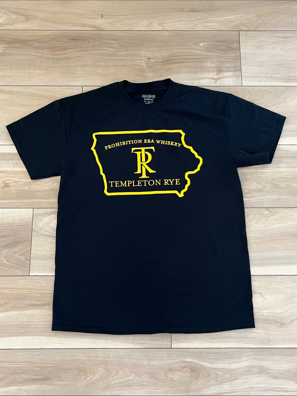 Gildan Black T-Shirt with Yellow Templeton Rye Graphic